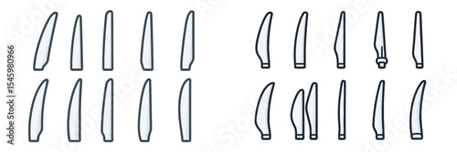 Detailed comparison of various surfboard fin outlines on a clean background for design analysis