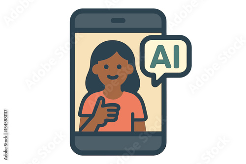 Person interacting with AI on a smartphone while giving a thumbs up, illustrating technology and communication