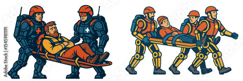 Emergency rescue teams respond to disaster situations in urban and wilderness environments while prioritizing safety and efficiency