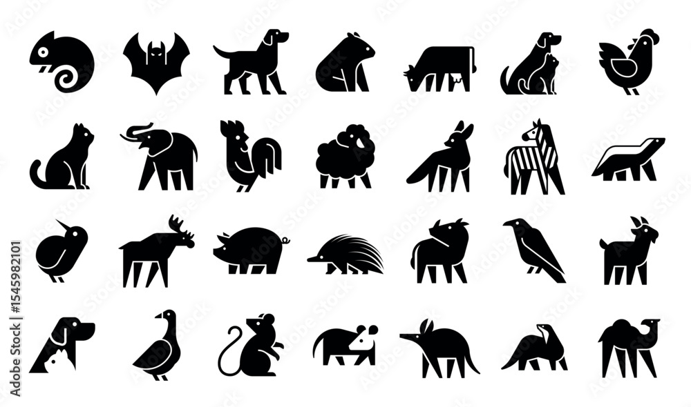 Obraz premium Animals logos collection. Animal logo set. Geometrical abstract logos. Icon design