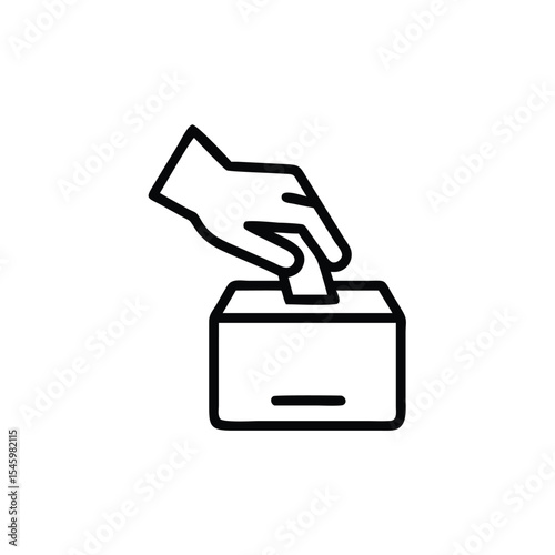 Handdrawn Line Art Illustration of a Hand Placing a Ballot into a Ballot Box Social Justice Concept
