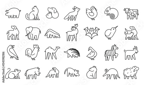 Animals logos collection. Animal logo set. Geometrical abstract logos. Icon design