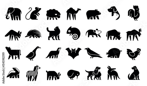 Animals logos collection. Animal logo set. Geometrical abstract logos. Icon design