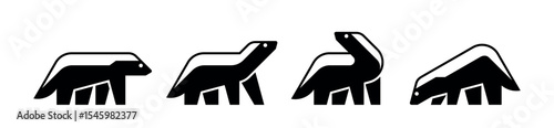 Set of Honey Badger logo. Icon design. Template elements
