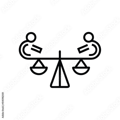 Handdrawn Line Art Seesaw Illustration Two Figures Balanced Equality Concept Social Justice Theme