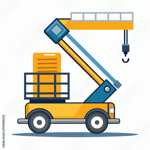Boom lift icon detailed vector illustration of a construction boom lift vehicle