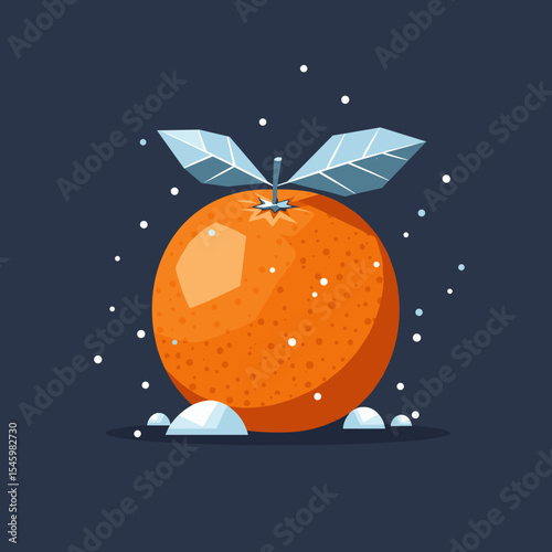 Orange fruit with leaves and stones in a flat design style  