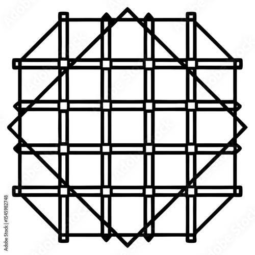 Reinforcement steel grid panel detailed vector design of a steel mesh for construction