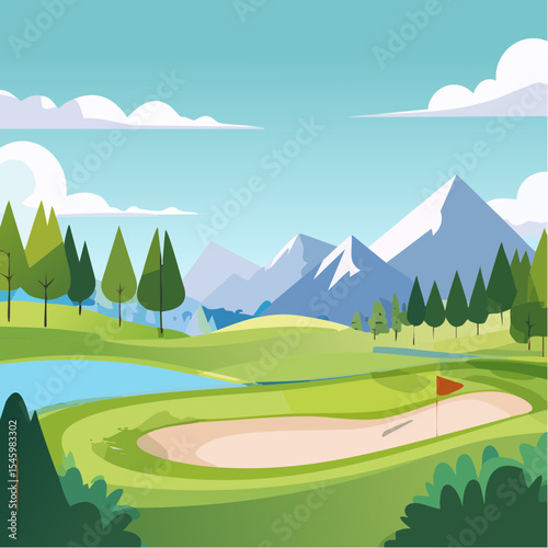 landscape of a golf field , abstract vector illustration