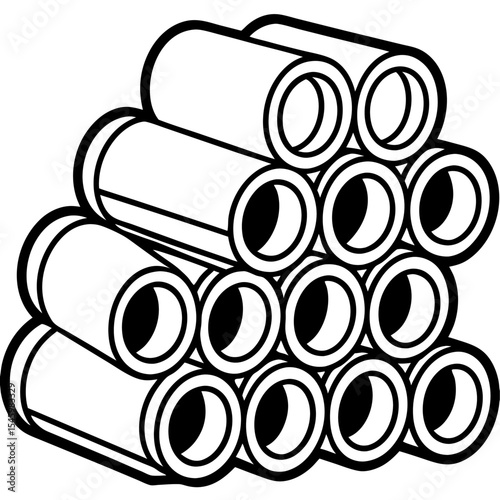 Stacked pvc pipes a detailed vector illustration of a group of pvc pipes