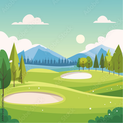landscape of a golf field , abstract vector illustration