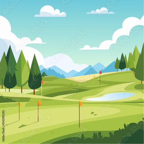 landscape of a golf field , abstract vector illustration