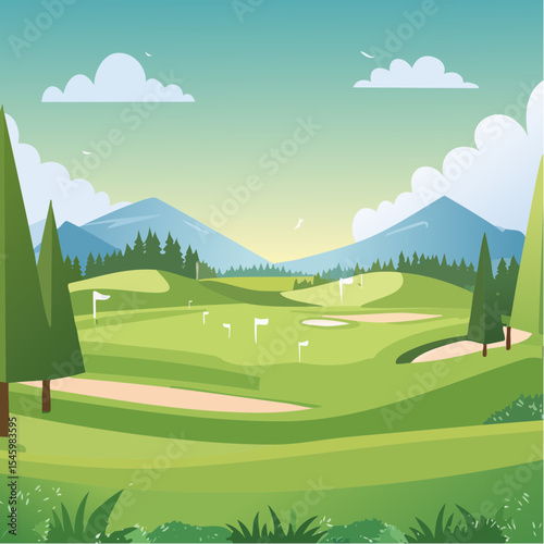 landscape of a golf field , abstract vector illustration
