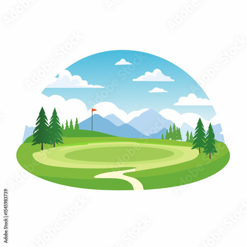 landscape of a golf field , abstract vector illustration