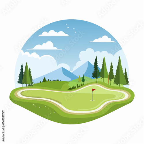 landscape of a golf field , abstract vector illustration