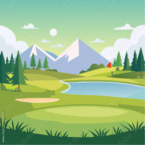 landscape of a golf field , abstract vector illustration