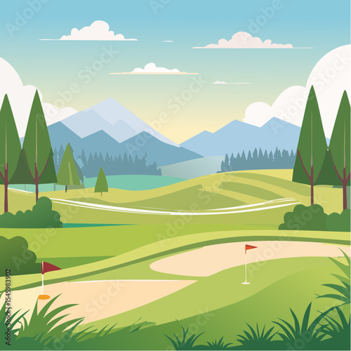 landscape of a golf field , abstract vector illustration