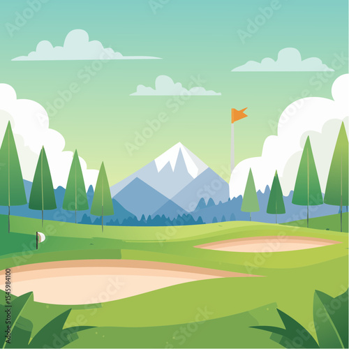 landscape of a golf field , abstract vector illustration