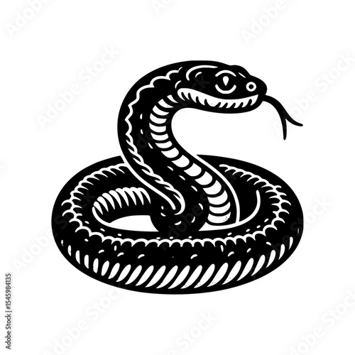 Black and white vintage style cobra illustration