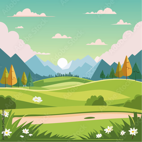 landscape of a golf field , abstract vector illustration