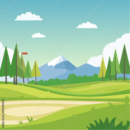 landscape of a golf field , abstract vector illustration