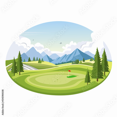 landscape of a golf field , abstract vector illustration