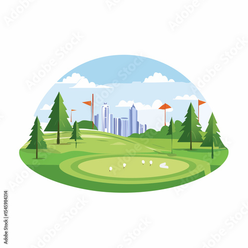 landscape of a golf field , abstract vector illustration