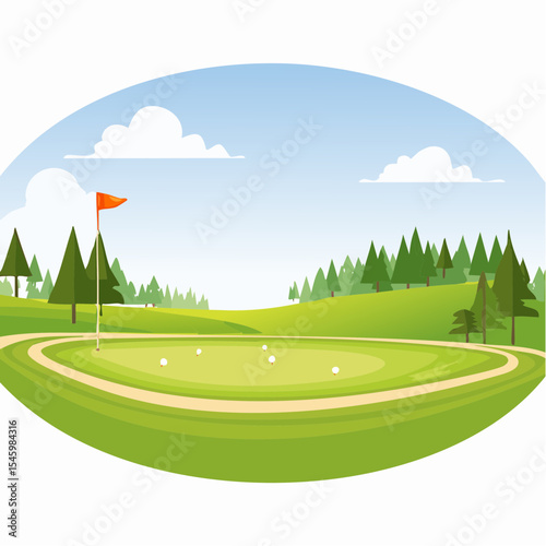 landscape of a golf field , abstract vector illustration