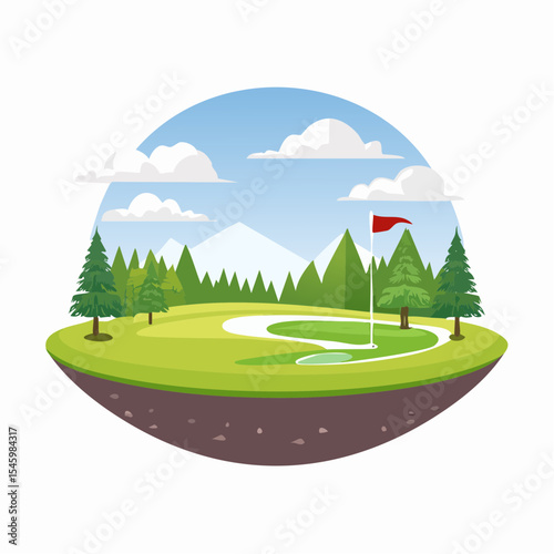 landscape of a golf field , abstract vector illustration