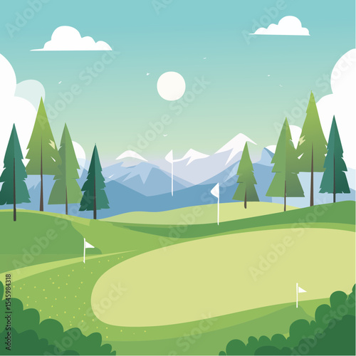 landscape of a golf field , abstract vector illustration