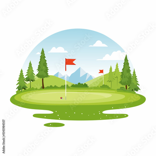 landscape of a golf field , abstract vector illustration