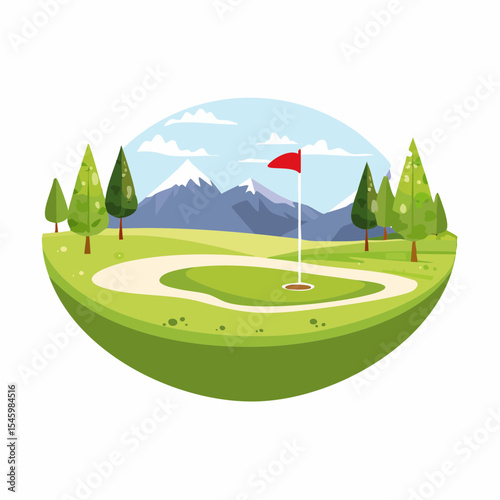 landscape of a golf field , abstract vector illustration