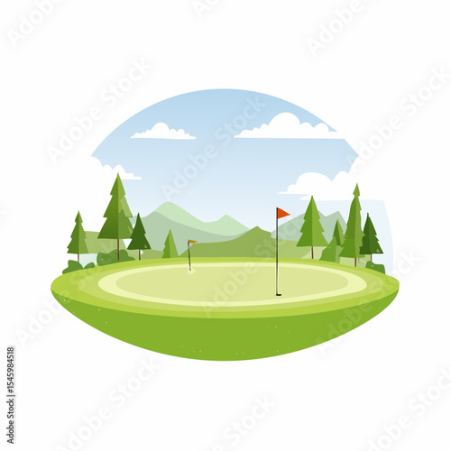 landscape of a golf field , abstract vector illustration