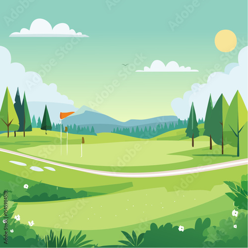 landscape of a golf field , abstract vector illustration