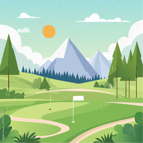 landscape of a golf field , abstract vector illustration