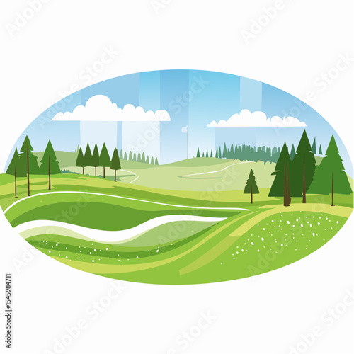 landscape of a golf field , abstract vector illustration