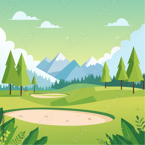 landscape of a golf field , abstract vector illustration