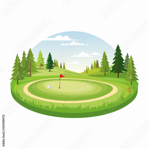 landscape of a golf field , abstract vector illustration