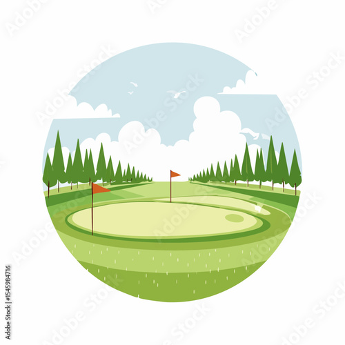 landscape of a golf field , abstract vector illustration