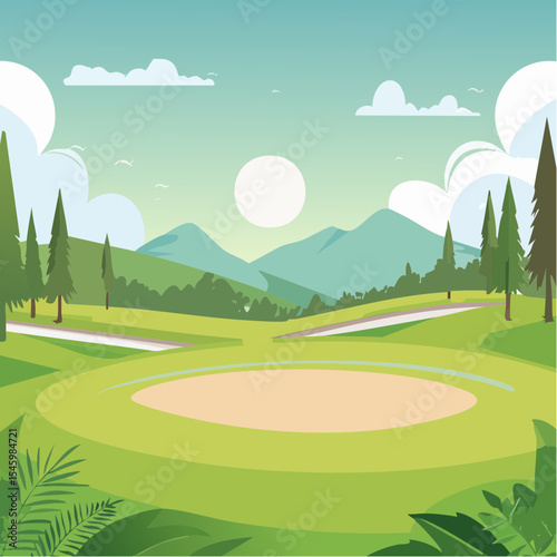 landscape of a golf field , abstract vector illustration