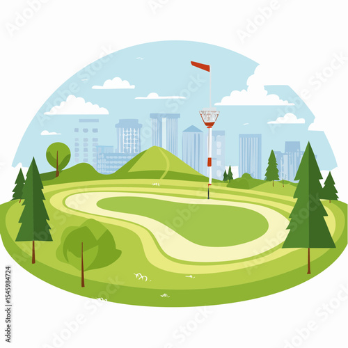 landscape of a golf field , abstract vector illustration