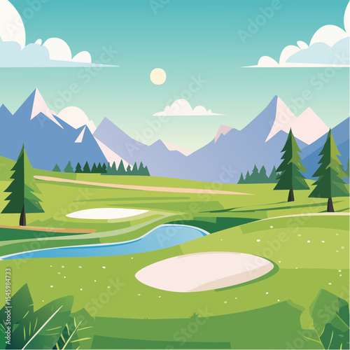 landscape of a golf field , abstract vector illustration