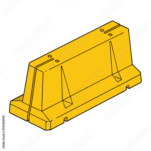 Rectangular support block in bright yellow color on a transparent background for construction and design concepts