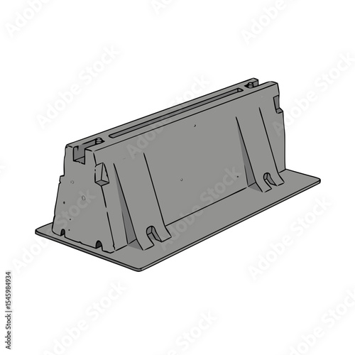 Rectangular support block in gray color on a transparent background for construction and design concepts
