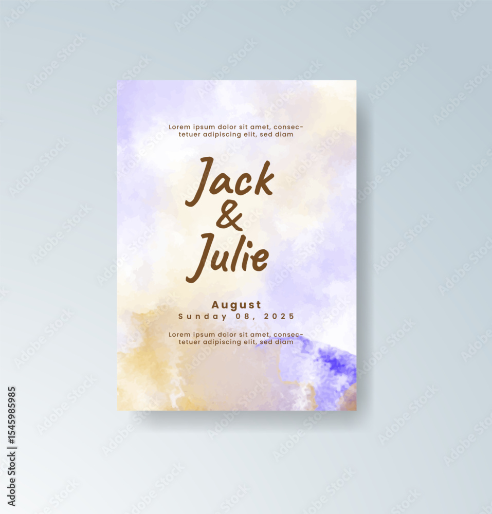 Wedding invitation with abstract splash watercolor Wedding invitation with abstract splash watercolor