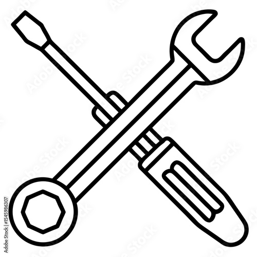 Crossed wrench and screwdriver tools vector graphic