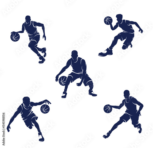 Basketball Players Silhouettes in Action