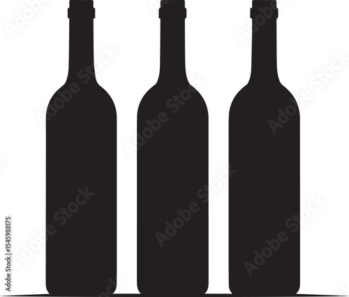 Three elegant wine bottles a detailed vector illustration of wine bottles perfect for wine labels menus or advertising