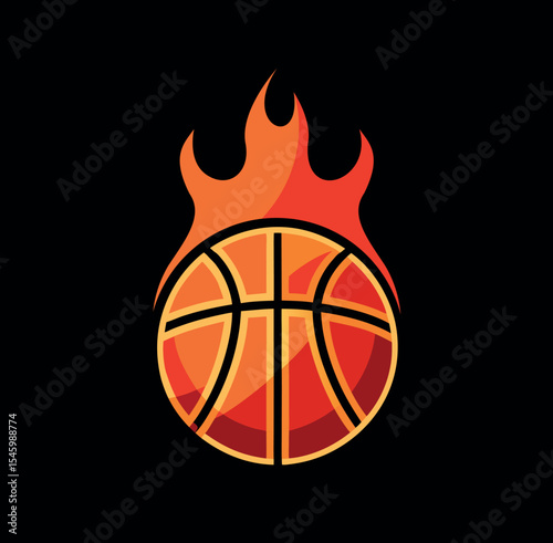 Flaming Basketball Icon – Sports Logo Design