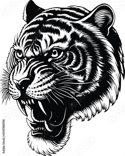 black tiger head vector graphic printable design